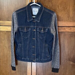 Bluenotes Women's Dark Denim Jacket with Heather Gray Sleeves
